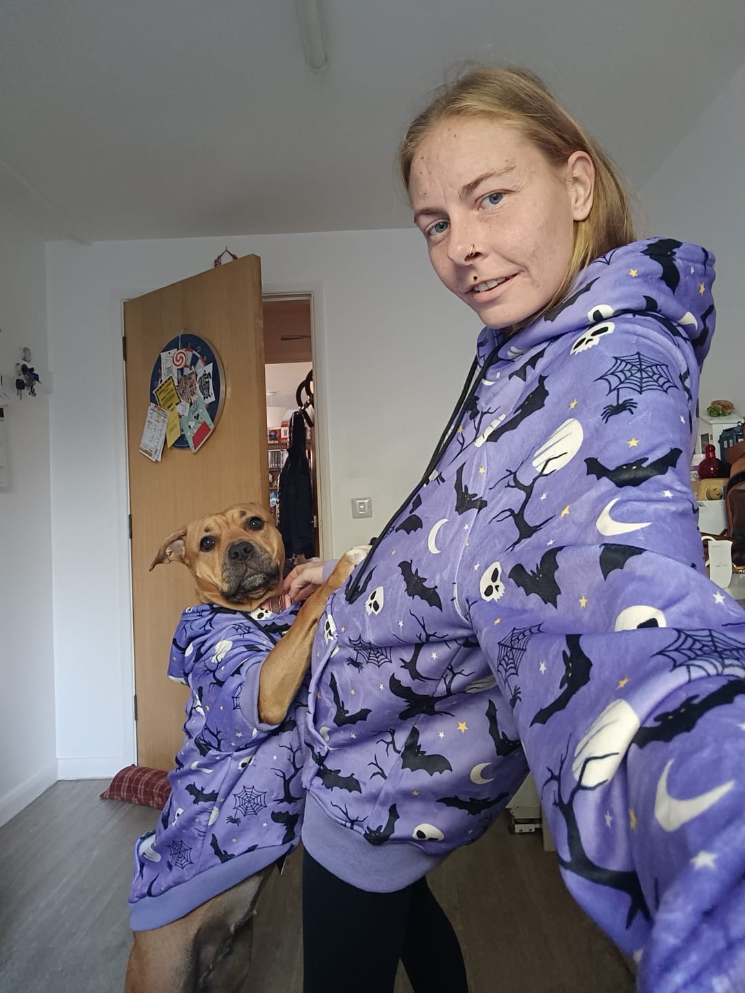 Customer photo review of Halloween Dog Hoodie - Purple