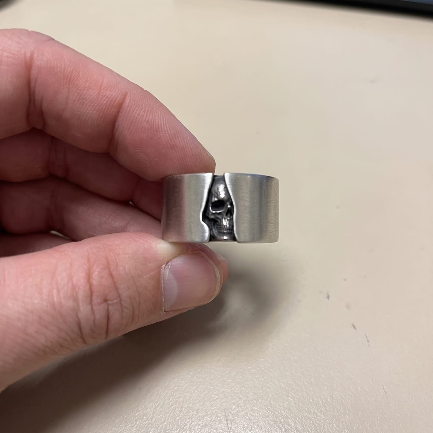 Customer photo review of Concealed Skull Ring