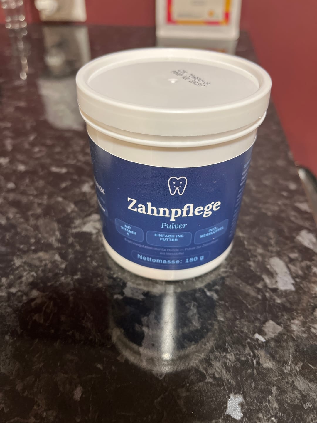 Customer photo review of Zahnpflege Pulver für Hunde – 180g