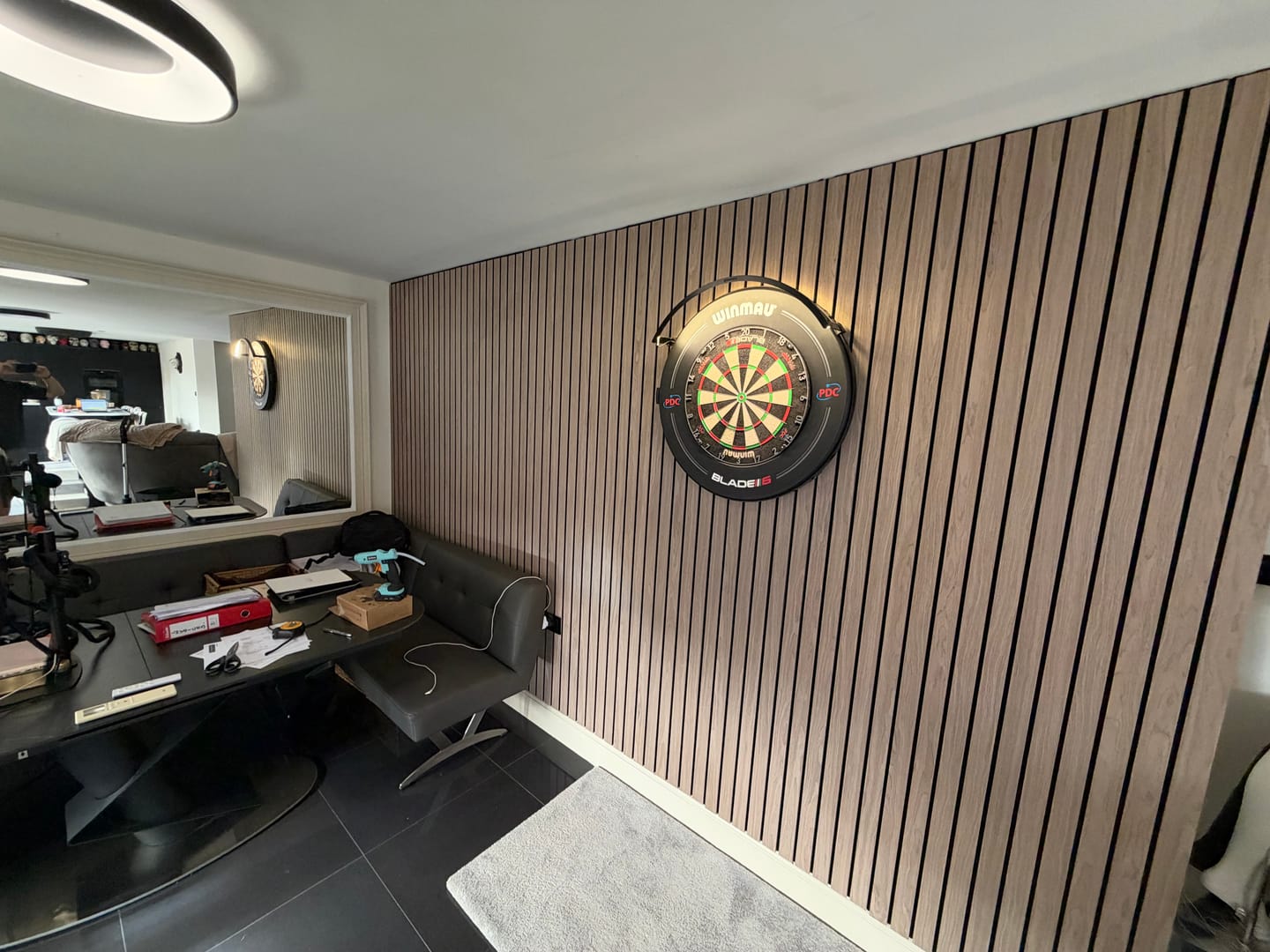 Customer photo review of SlatWall Acoustic Walnut Slatted Wall Panel