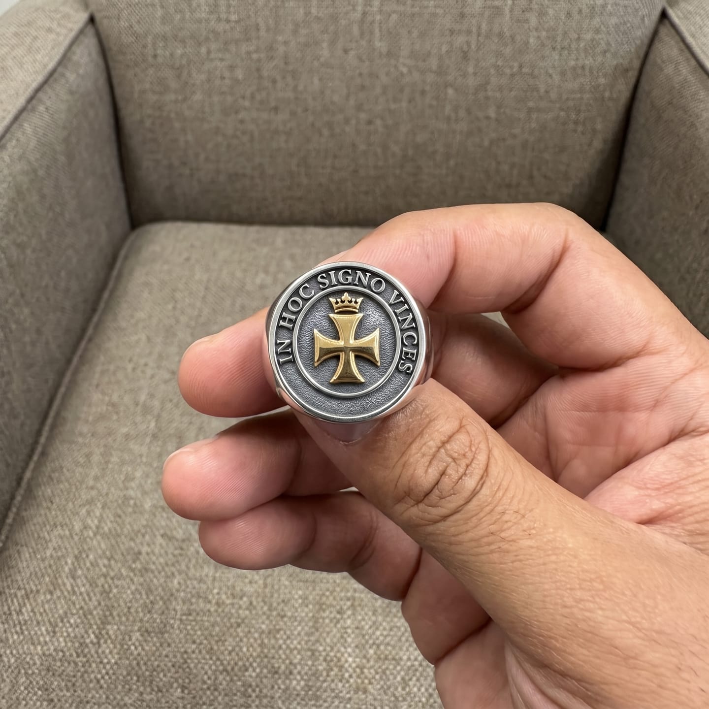 Customer photo review of Templar Cross and Crown Ring