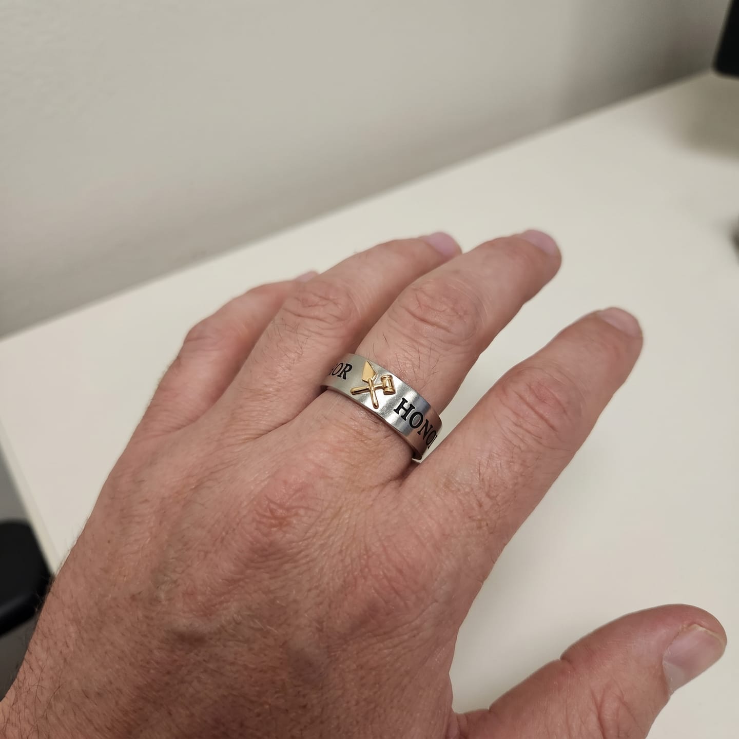 Customer photo review of Labor Et Honor Masonic Ring