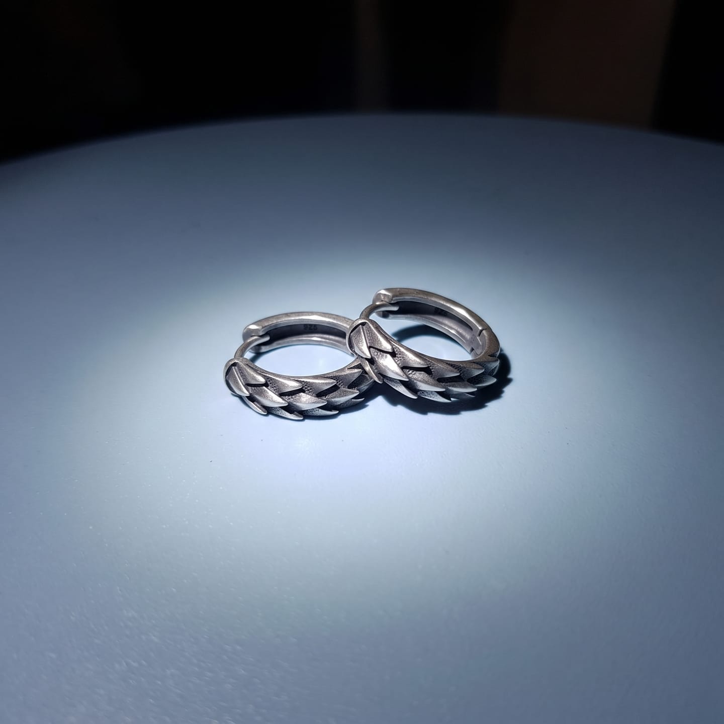 Customer photo review of Wedge Huggie Earring