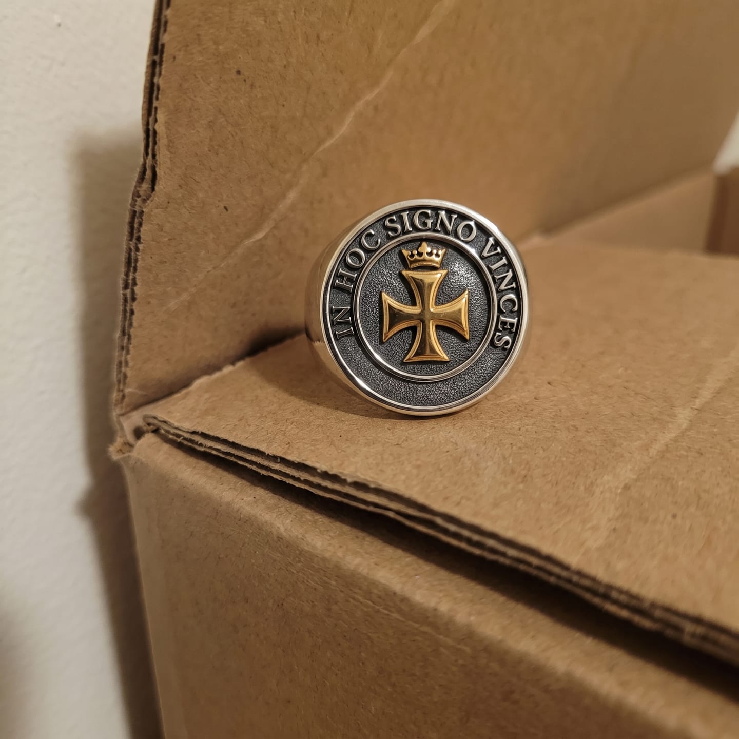 Customer photo review of Templar Cross and Crown Ring