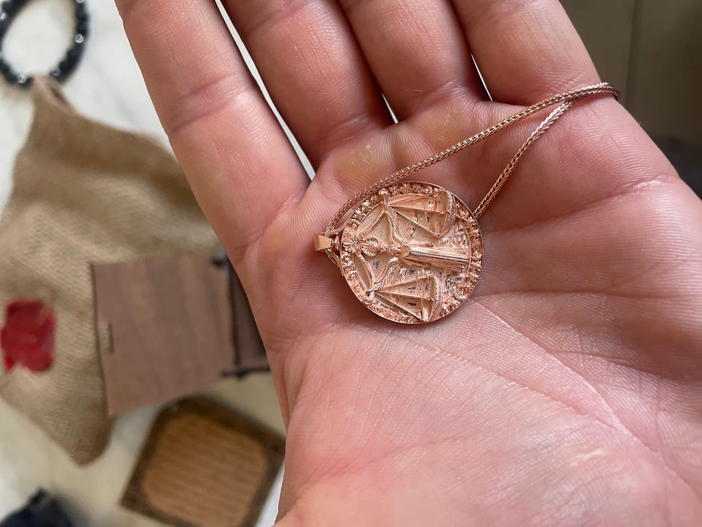 Customer photo review of Winged Libra Scales Pendant