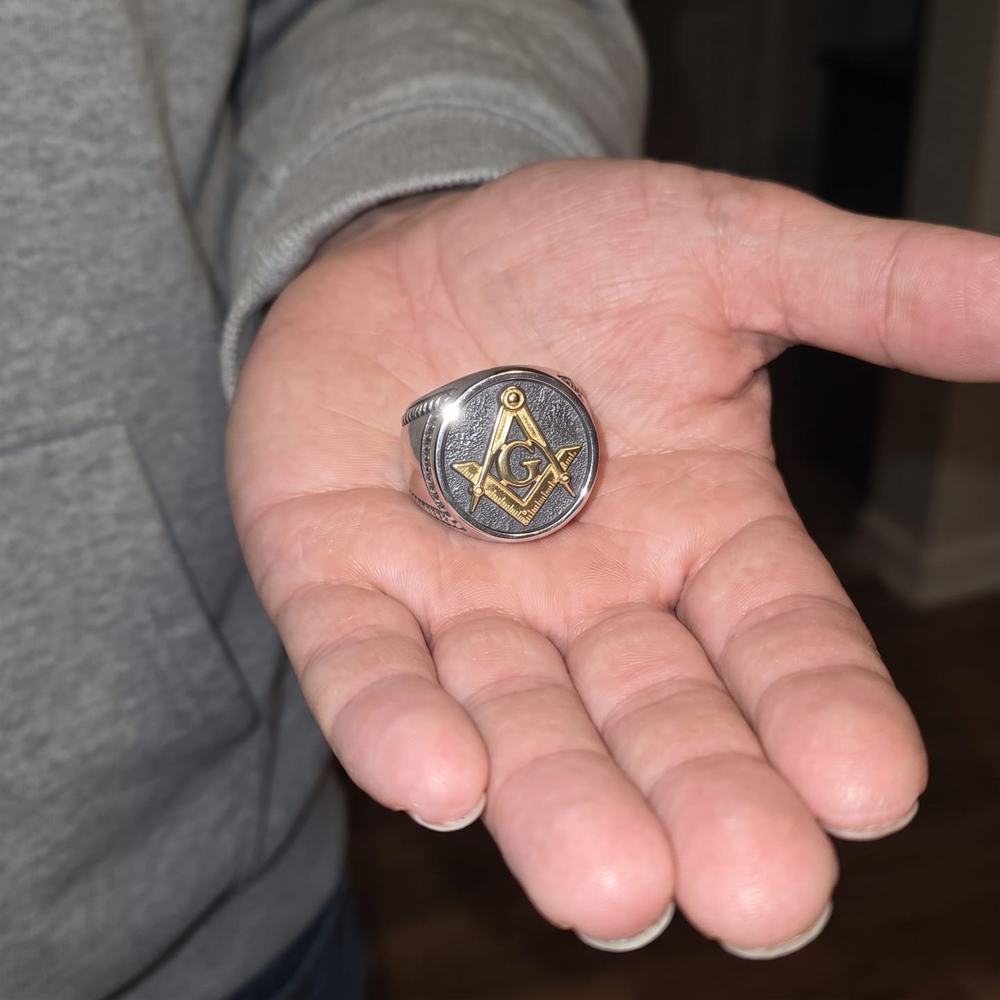 Customer photo review of Masonic G Square Compass Ring