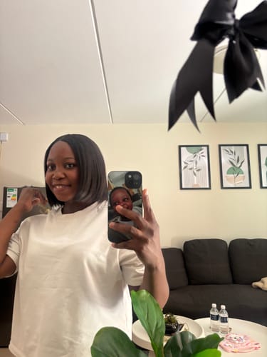 Customer photo review of Budget Vietnamese Super Double Drawn Bone Straight Hand Made 2x6 Closure 10" Natural Black Wig