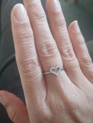 Customer photo review of Hollow Heart Zircon Ring