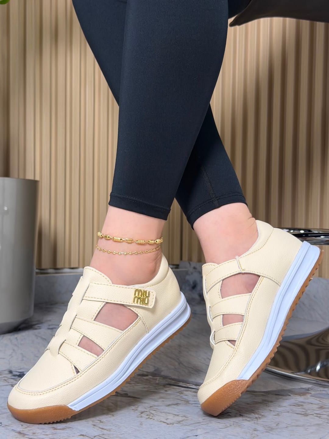 Customer photo review of White Hollow Out Sandals Boots Knit Fabric Boho Splicing