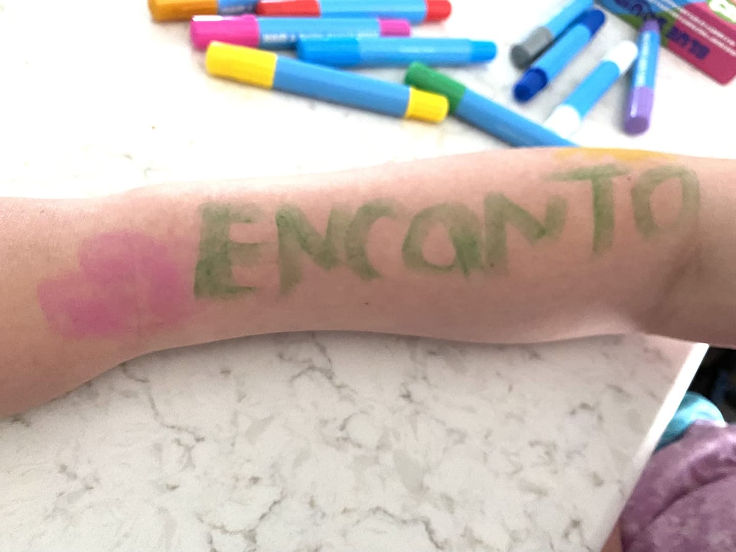 Customer photo review of Blue Squid Twist-Up Face & Body Paint Crayons