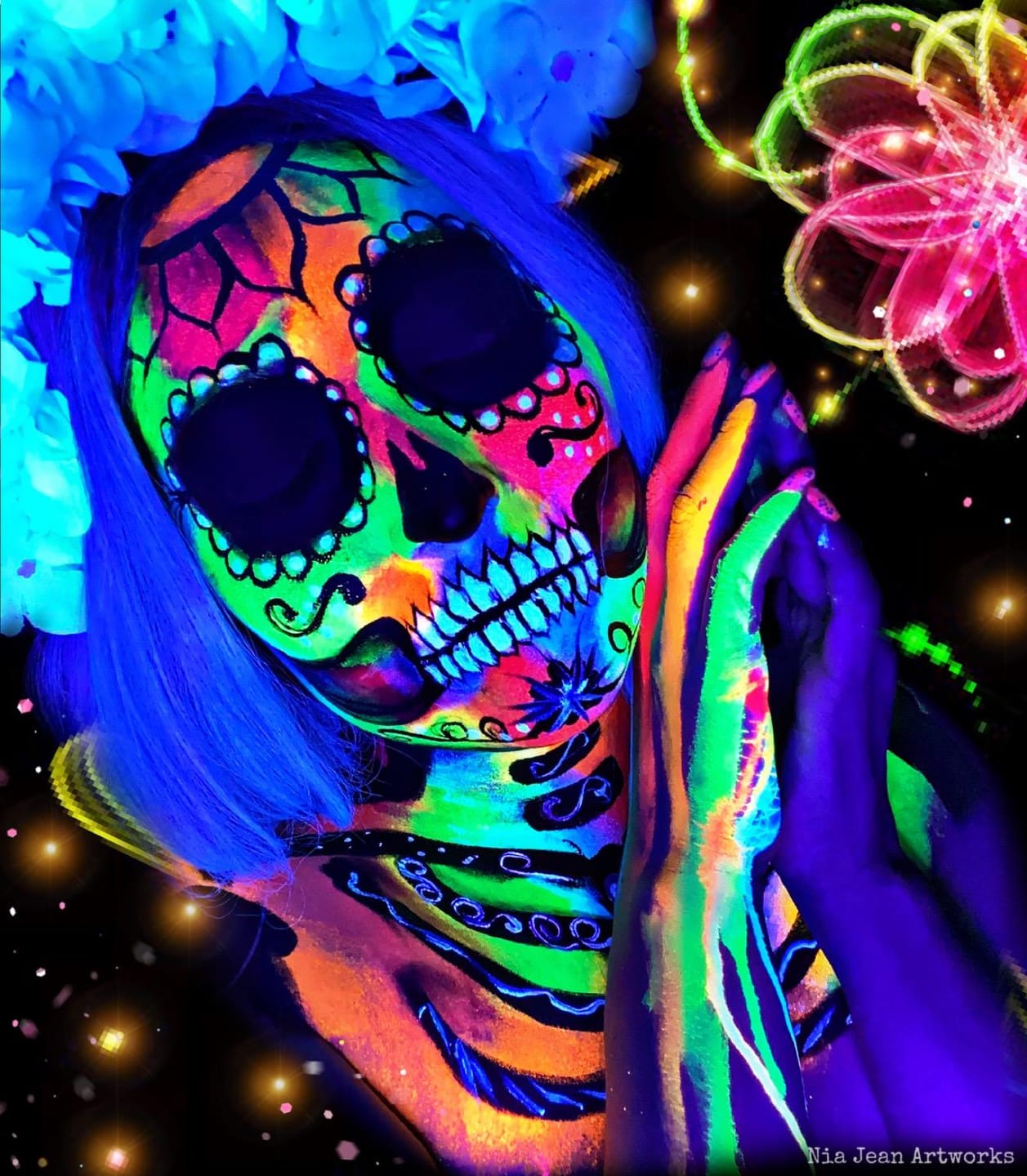 Customer photo review of Blue Squid PRO Face Paint - Professional Water Based Single Cake Facepaint & Body Paints - SFX Makeup, Kids Adults Face Painting for Costume, Halloween, Cosplay