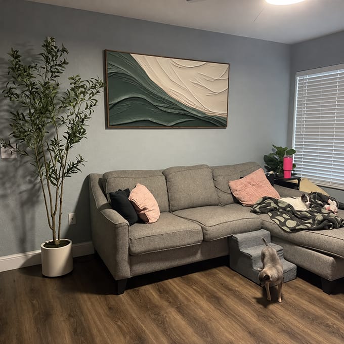 Customer photo review of Green Minimalist Textured Canvas Art  #WM104