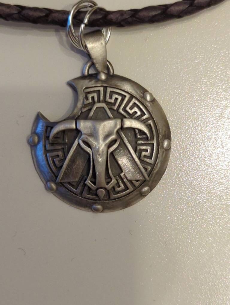 Customer photo review of Minotaur Shield Pendant