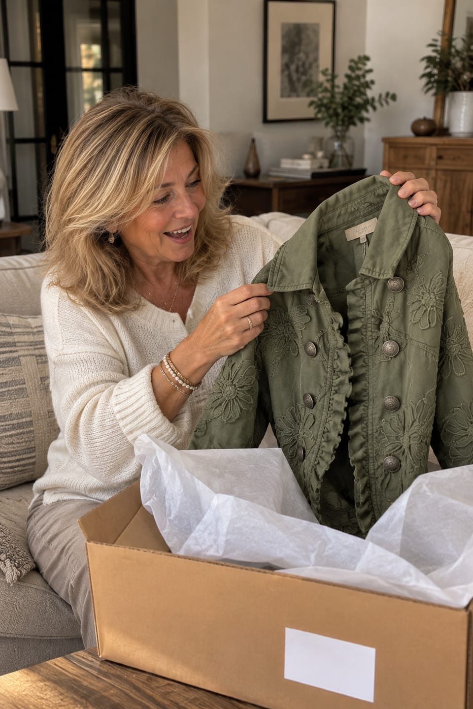 Customer photo review of Chaqueta Bordada con Volantes verde