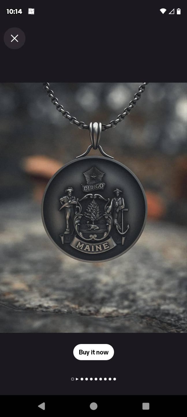 Customer photo review of Maine State Seal Pendant