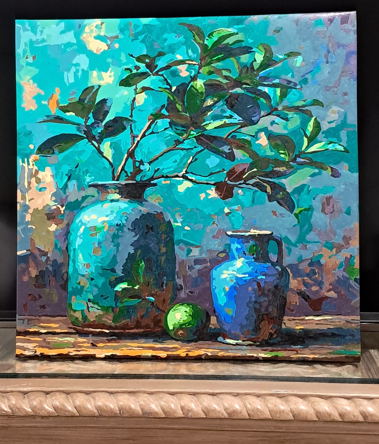 Customer photo review of Vases, Lime, & Aqua Brushwork (Paint by Numbers)