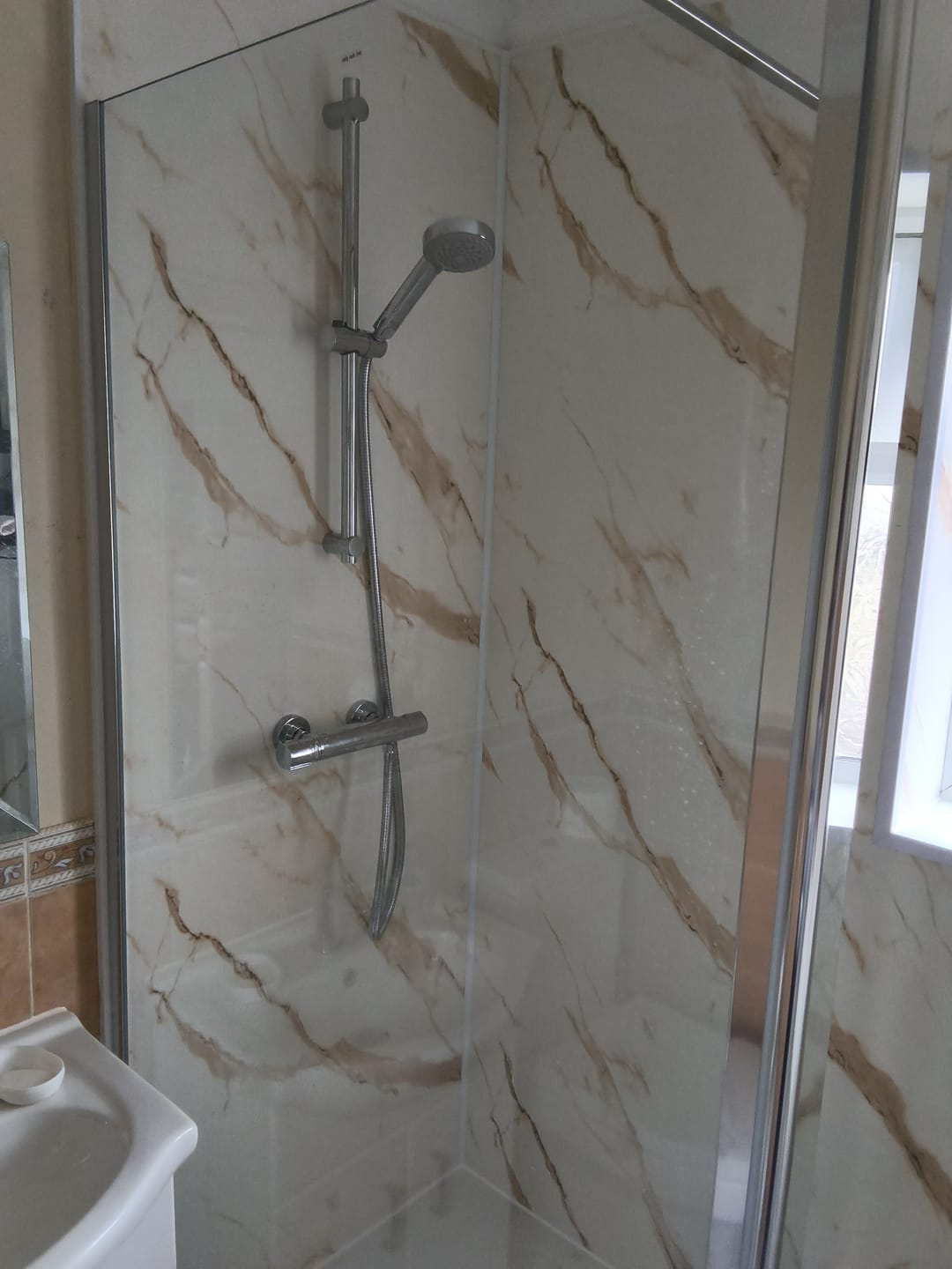 Customer photo review of 10mm Gold Marble Matt Shower Panel 1M x 2.4M