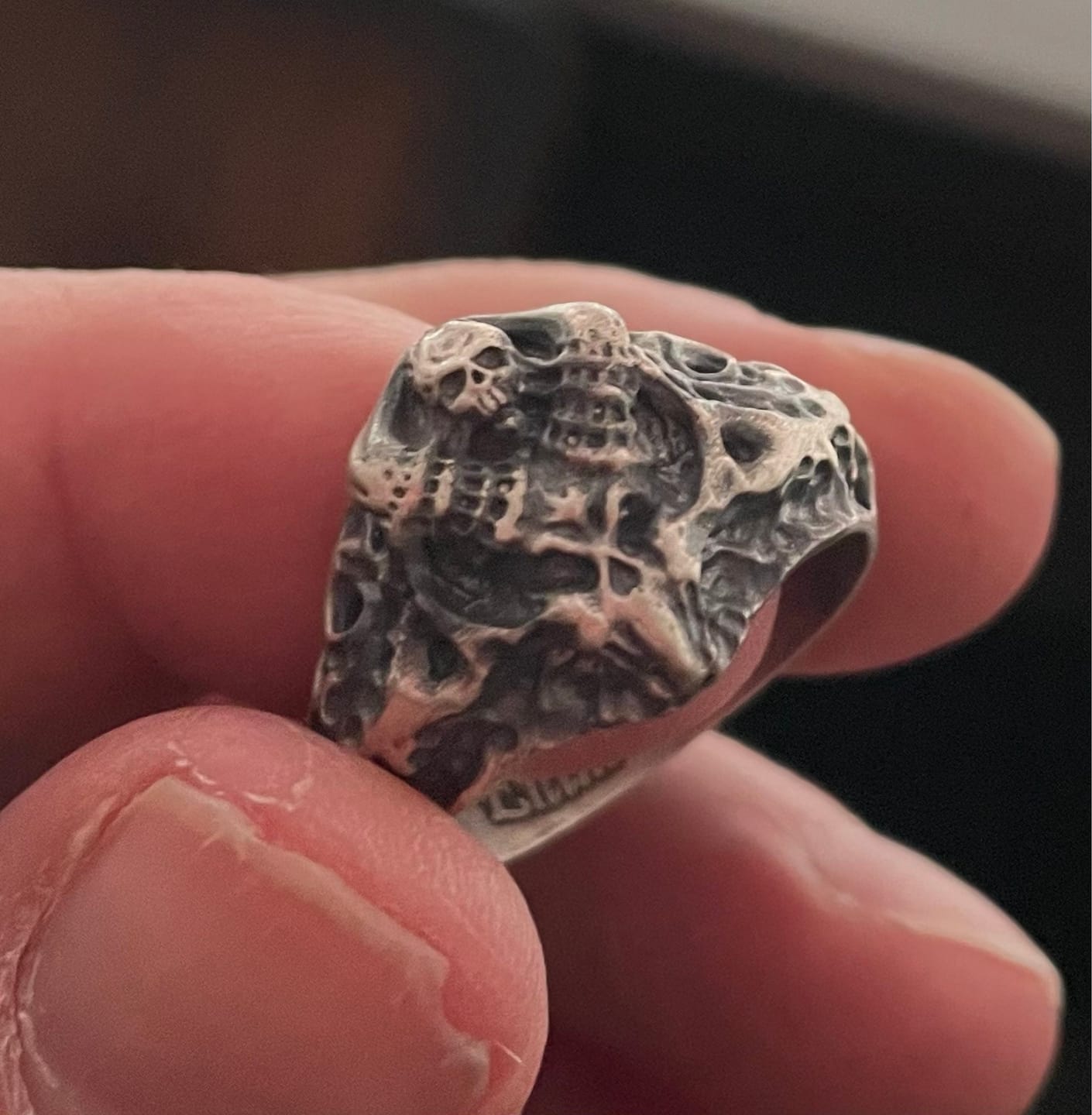 Customer photo review of Screaming Demon Skull Ring