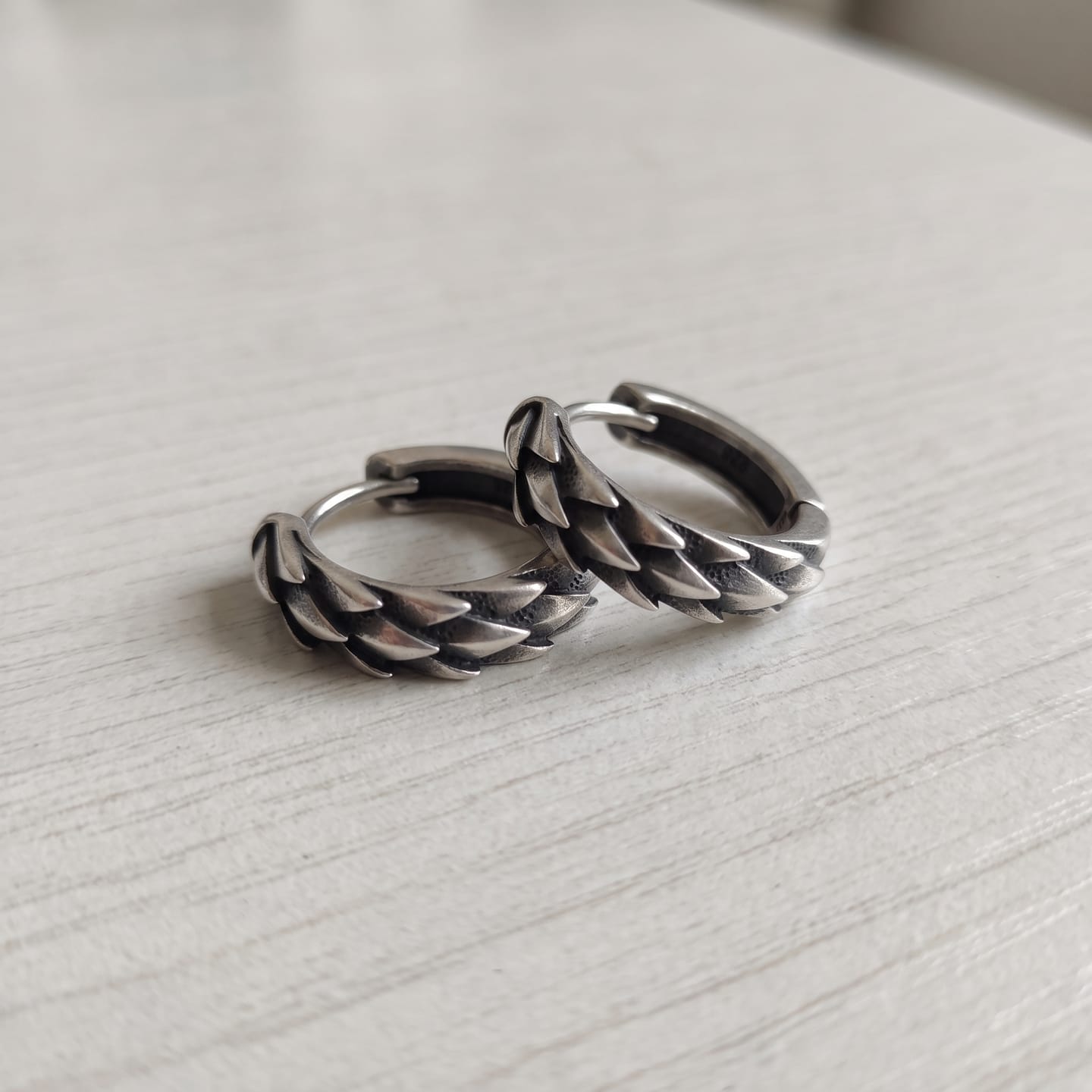 Customer photo review of Wedge Huggie Earring