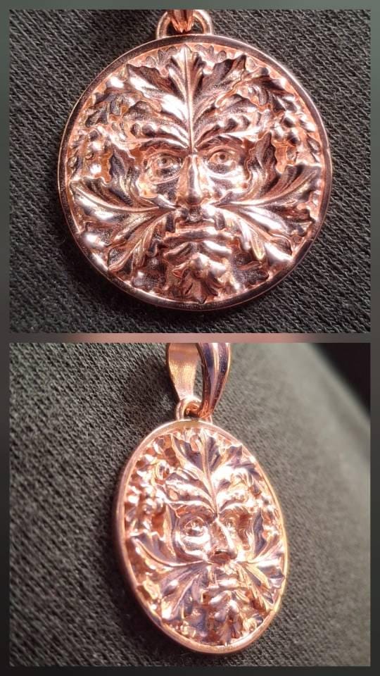 Customer photo review of Oak Leaf Green Man Pendant