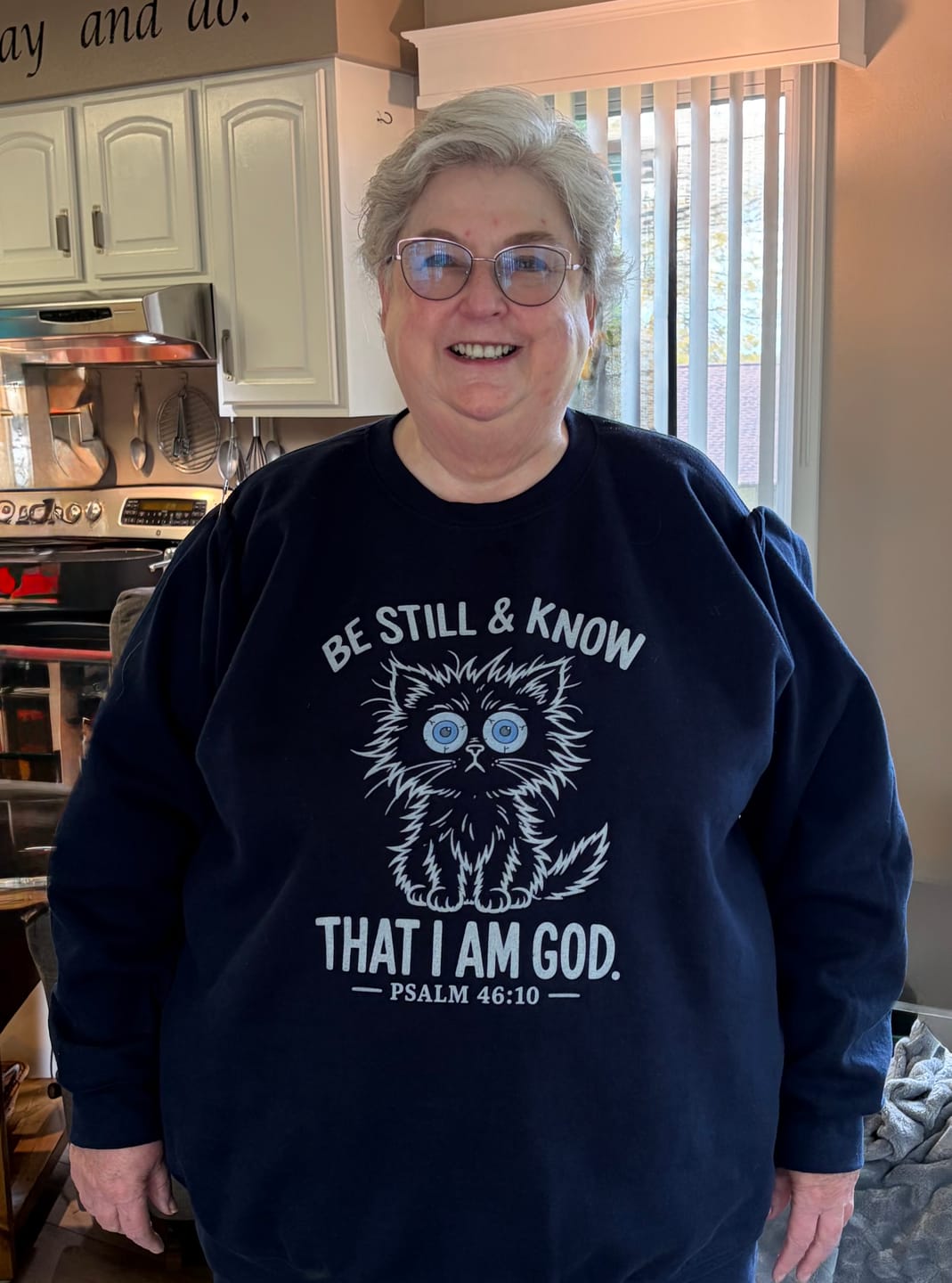Customer photo review of Be Still Cat Sweatshirt