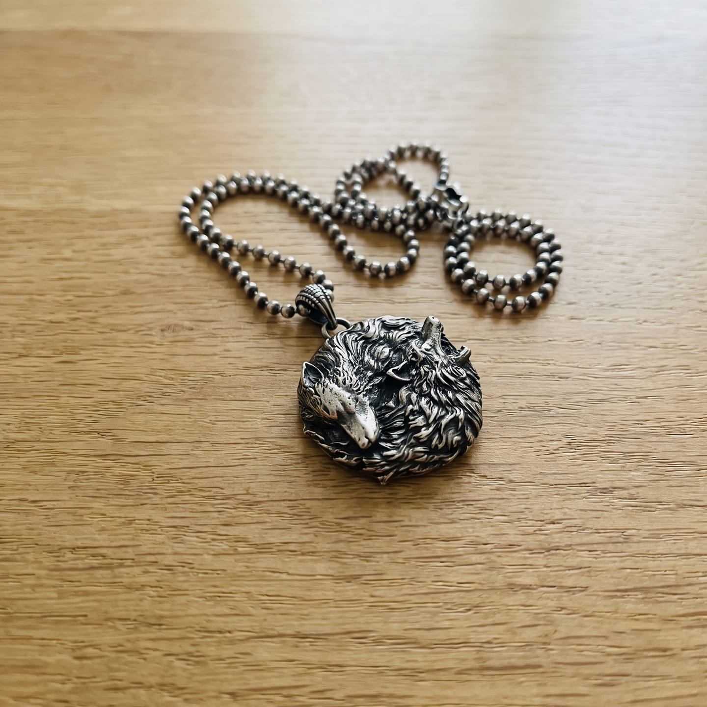 Customer photo review of Dual Wolf Yin Yang Pendant
