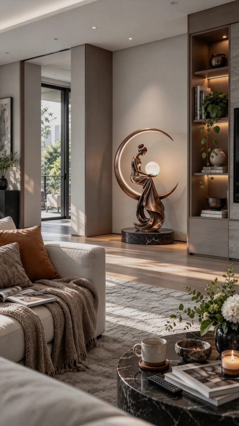 Customer photo review of Bronze Woman Sculpture with Illuminated Crescent Moon BB-011