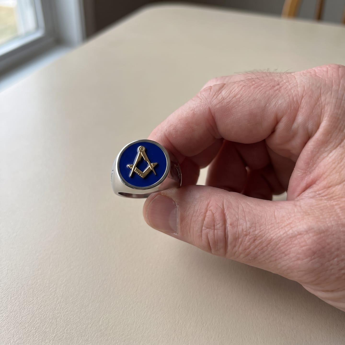 Customer photo review of Blue Lodge Masonic Signet Ring