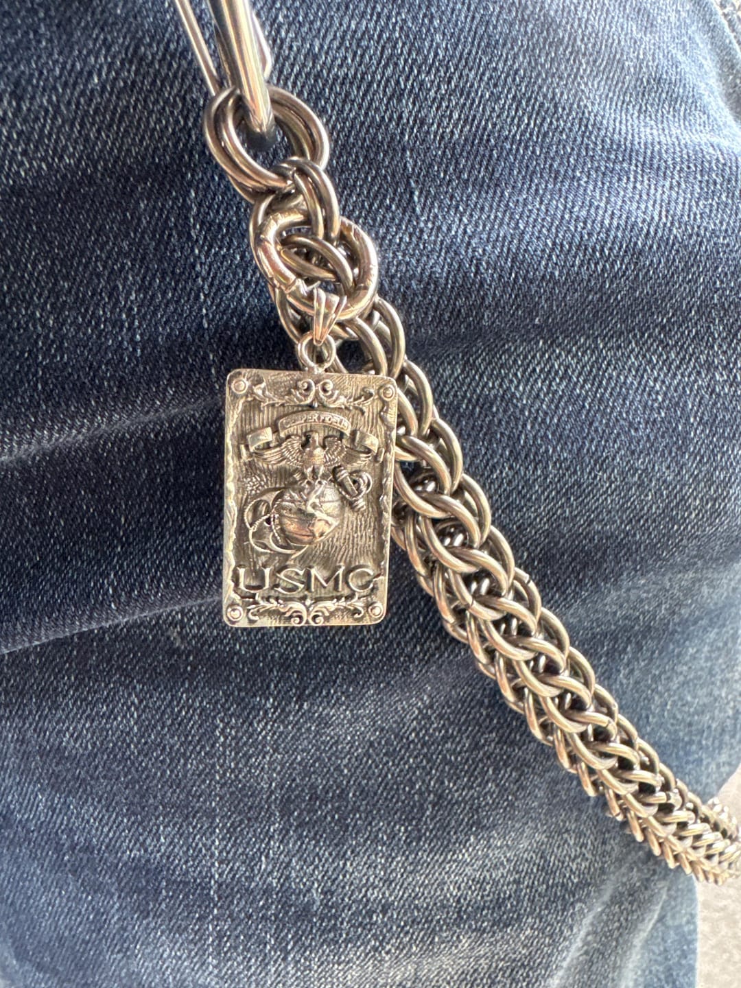 Customer photo review of USMC Semper Fidelis Dog Tag Pendant