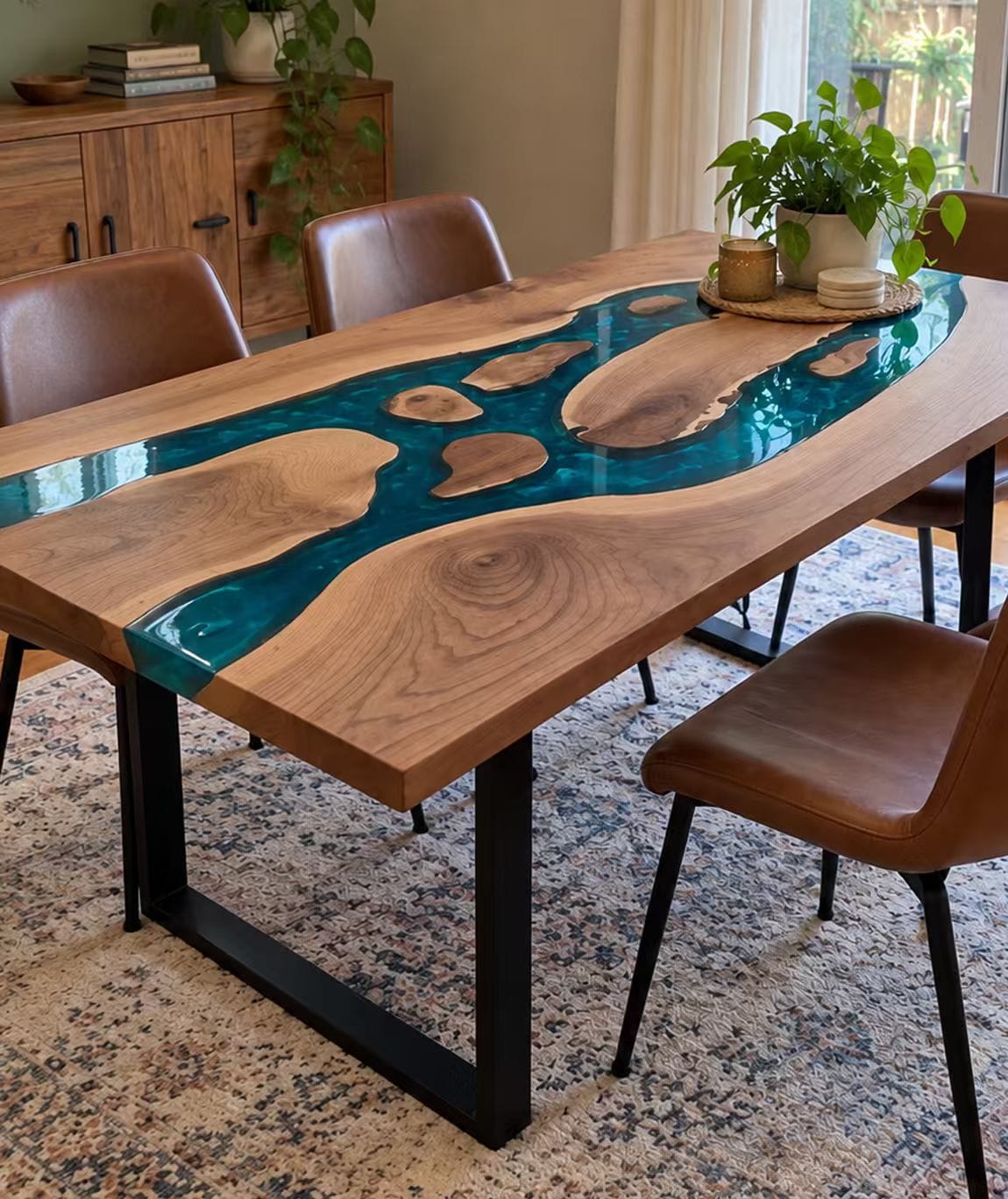 Customer photo review of Rectangular Black Walnut and Transparent Black Resin Conference Table