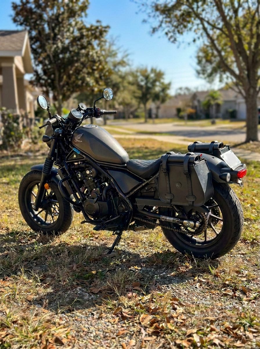Customer photo review of 30L - SpiritBlade Roll-Top Large Honda Rebel 500/ABS Motorcycle Leather Saddlebags