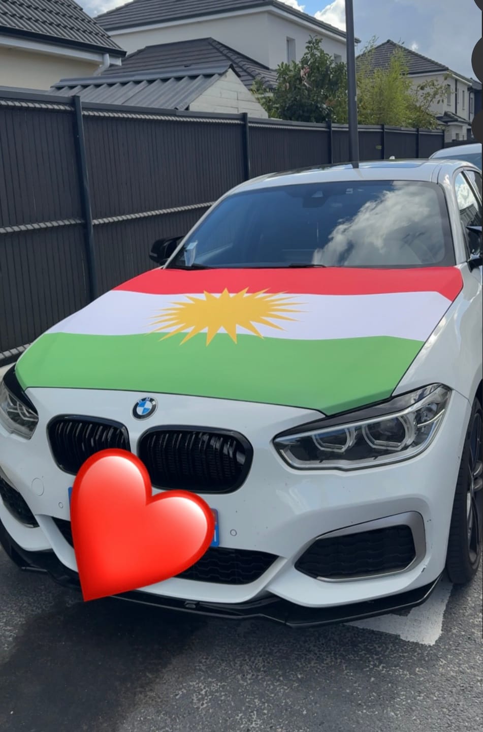Customer photo review of Drapeau Capot Tissus Elastique (Compatible toute les voitures)