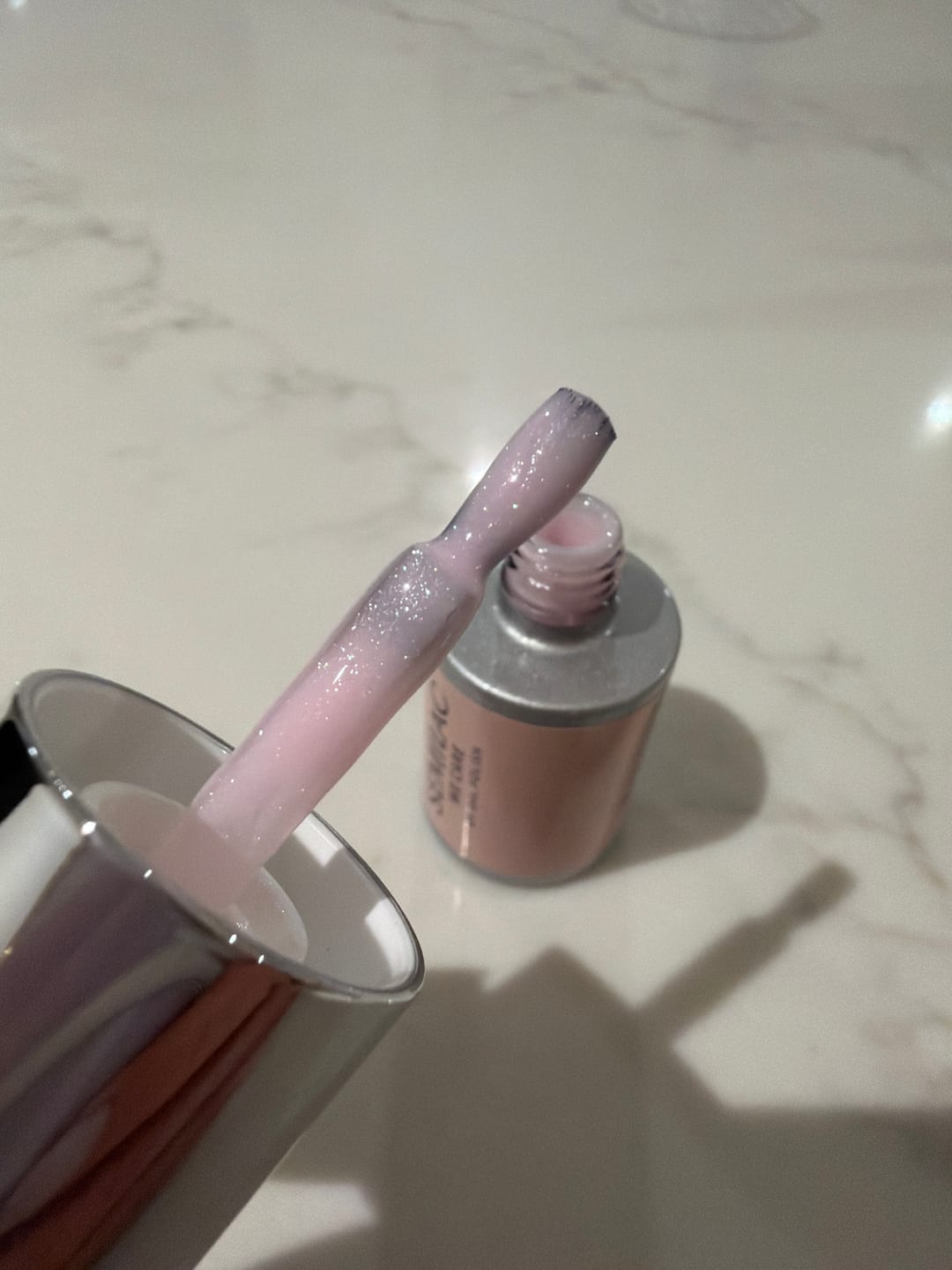 Customer photo review of Semilac Extend Care 5in1 806 Glitter Delicate Pink 11ml - Builder Gel in a Bottle