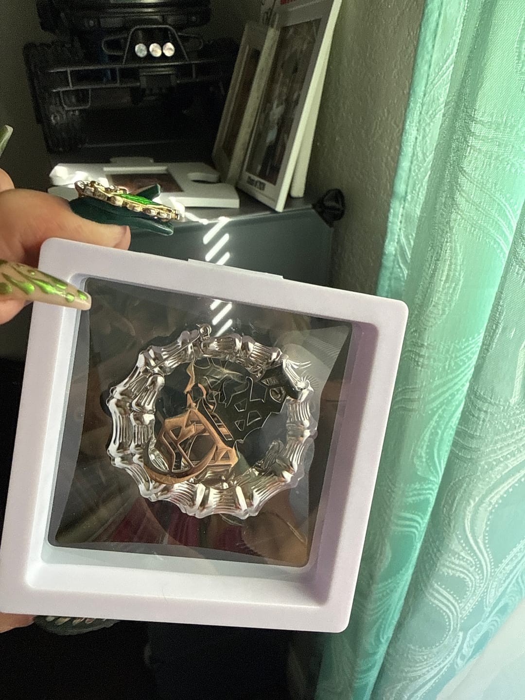 Customer photo review of Gothic Name Hoop Earrings
