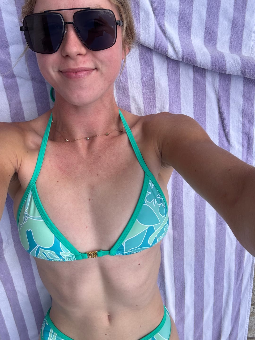 Customer photo review of LILY Flora Pop Seafoam "1993" Minimal Triangle Top