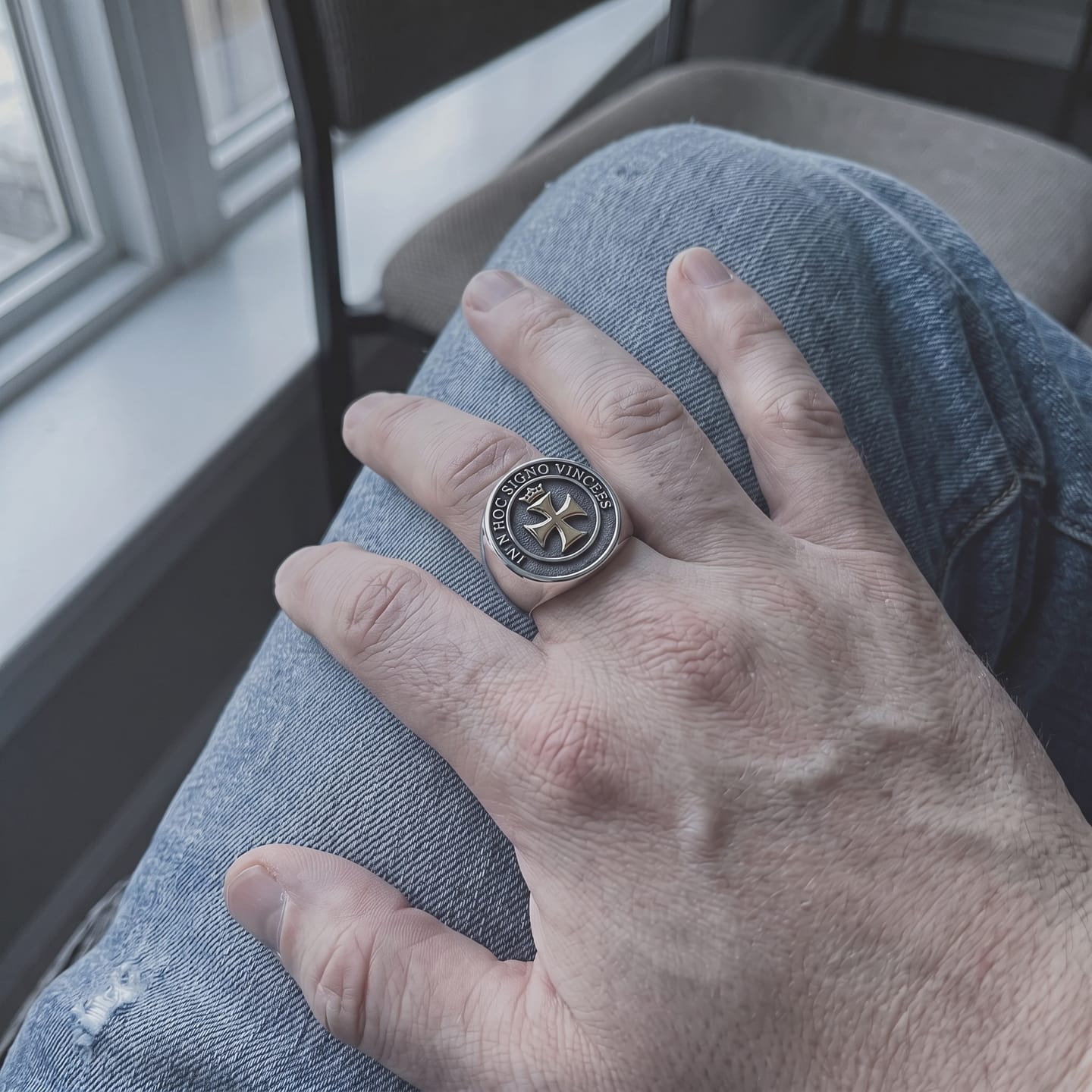 Customer photo review of Templar Cross and Crown Ring