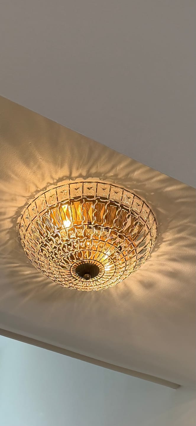 Customer photo review of French Country Antique Bronze Round Crystal Cage Flush Mount