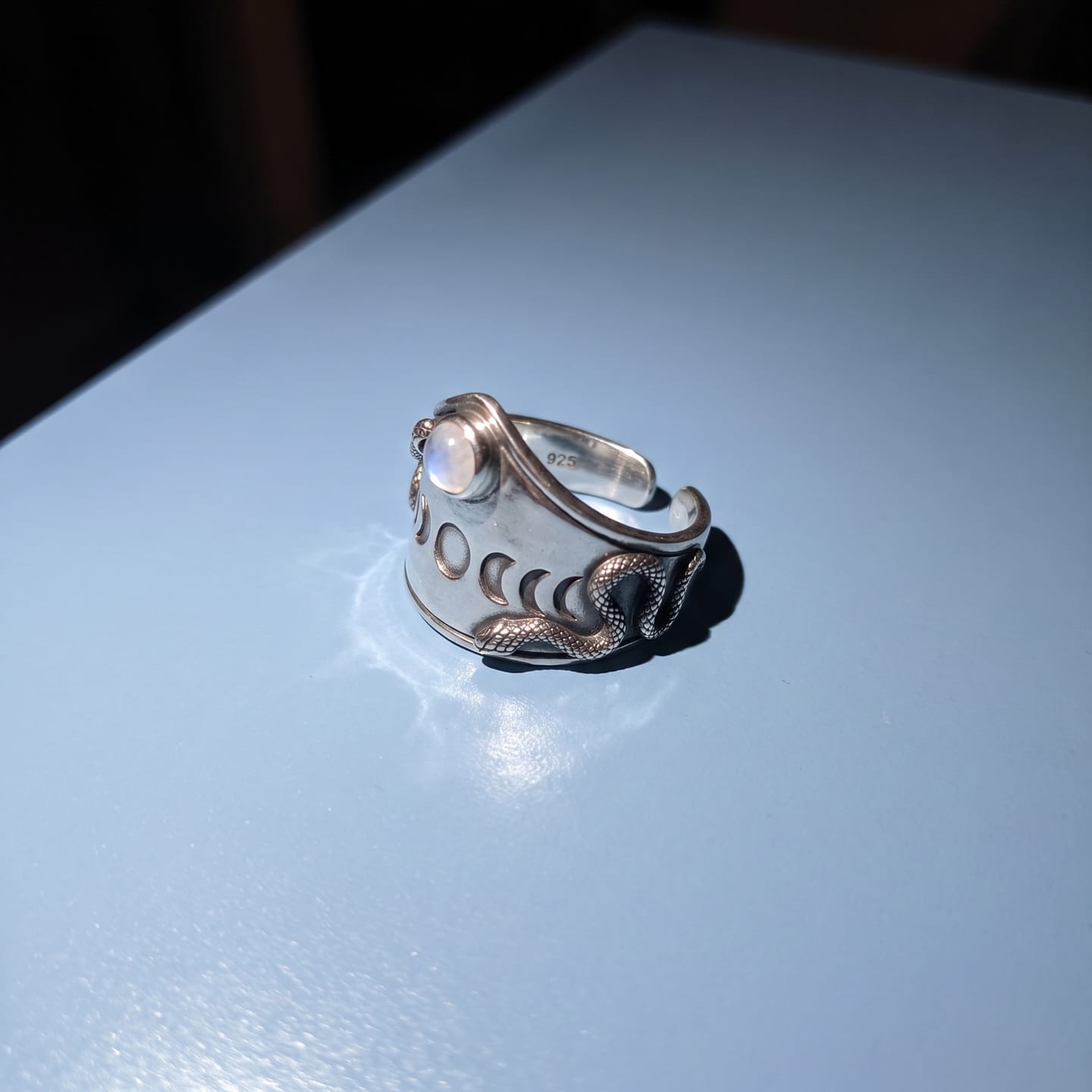 Customer photo review of Serpent Moonstone Ring
