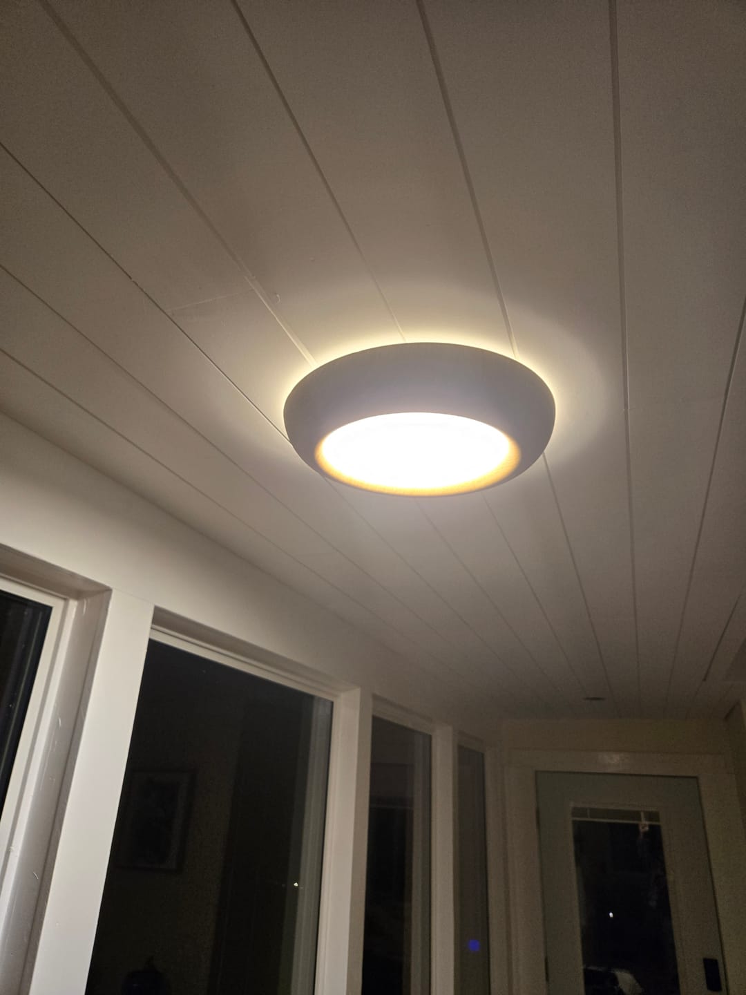 Customer photo review of Crater Rustic Wood Grain Dimmable LED Flush Mount Light