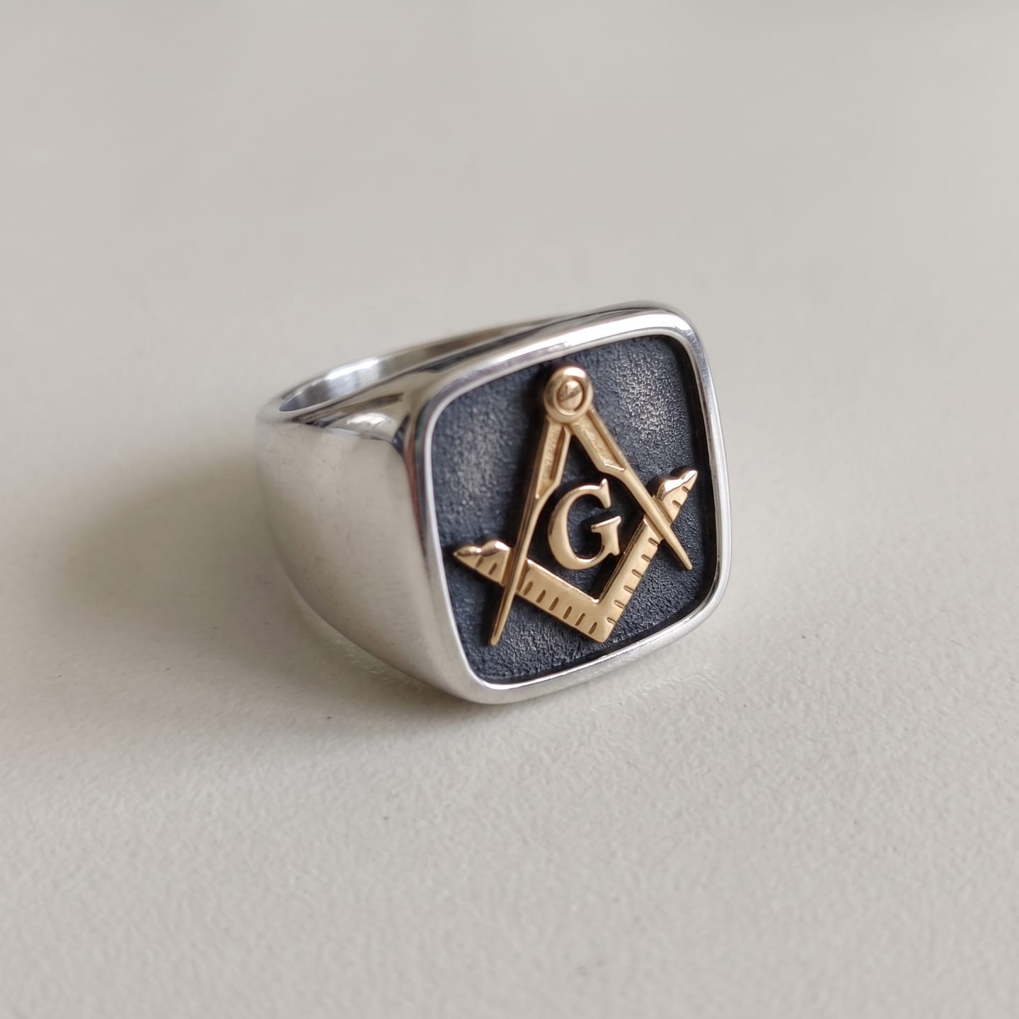 Customer photo review of Masonic Letter G Signet Ring