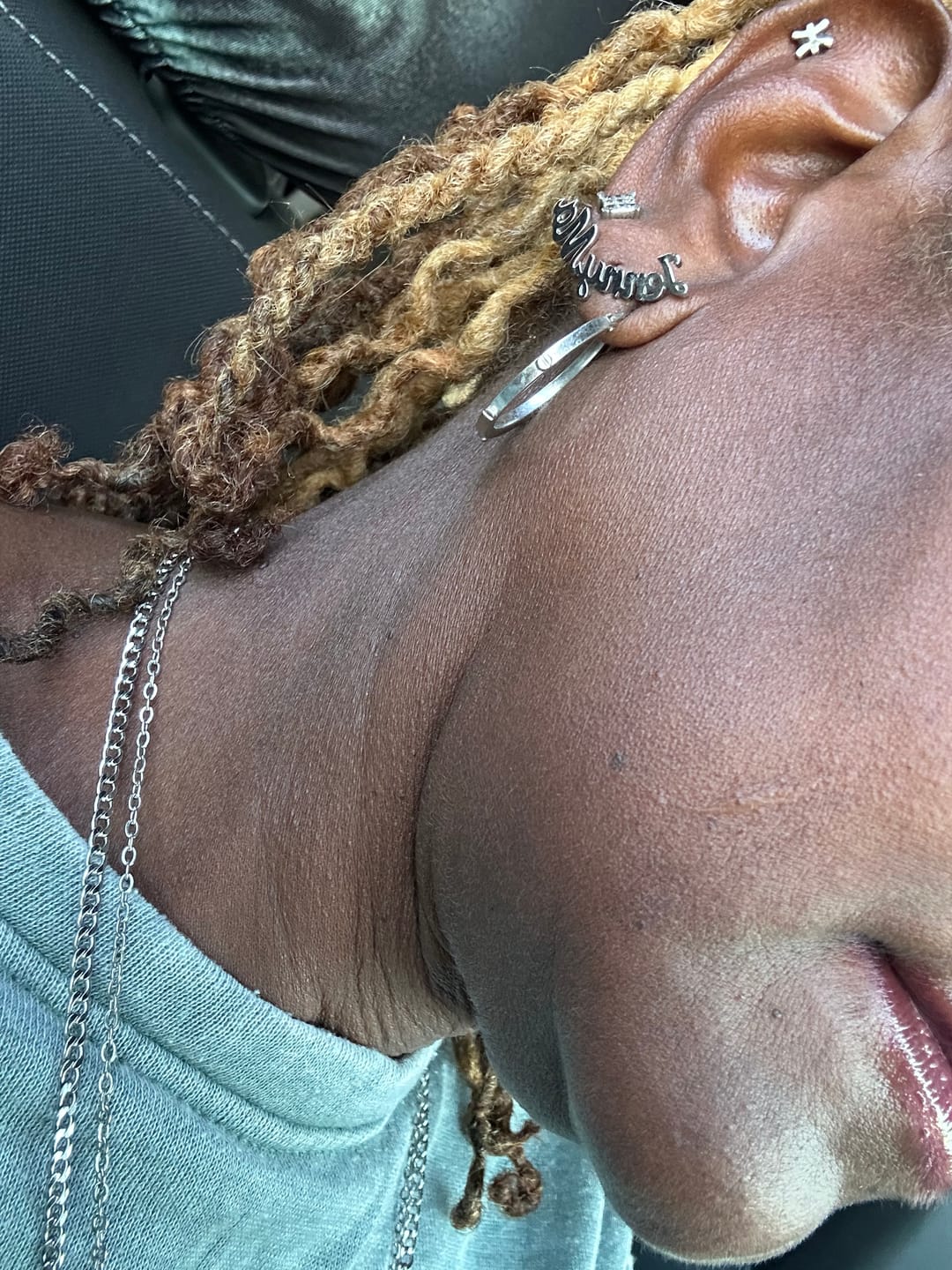 Customer photo review of Name Stud Earrings