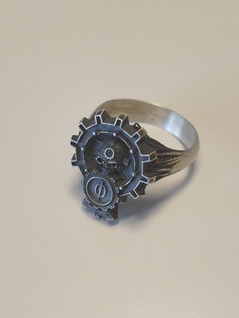Customer photo review of Cogwheel Skull Signet Ring