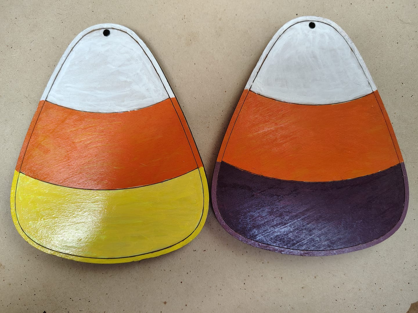 Customer photo review of Unfinished Wood Etched Candy Corn Shape | Paint By Line Crafts | up to 30" DIY