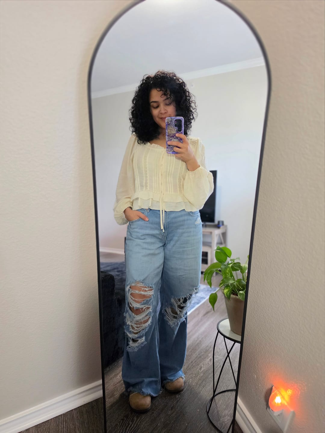 Customer photo review of Cozy Autumn Ruffle Long Sleeve Blouse Top