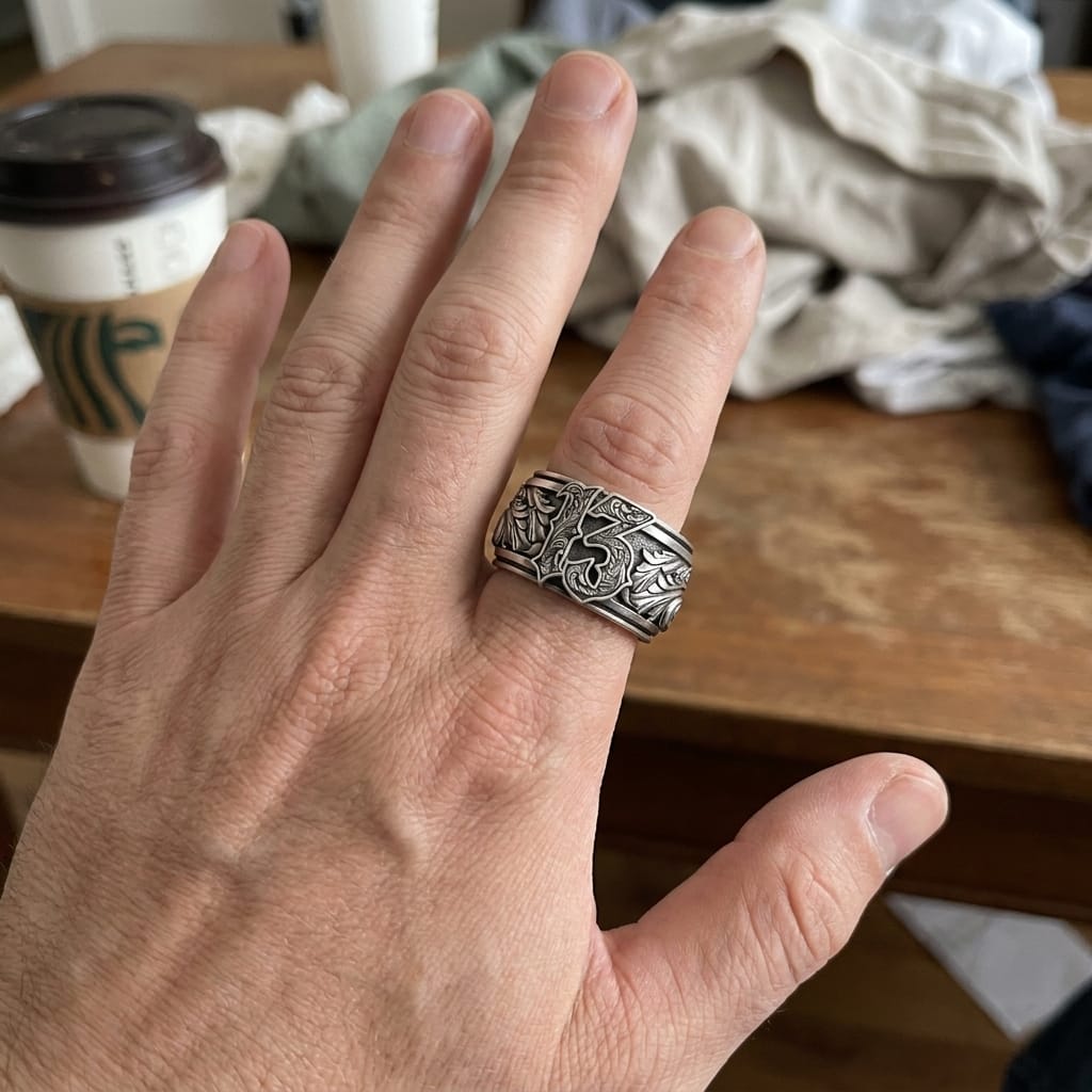 Customer photo review of Lucky 13 Scroll Ring