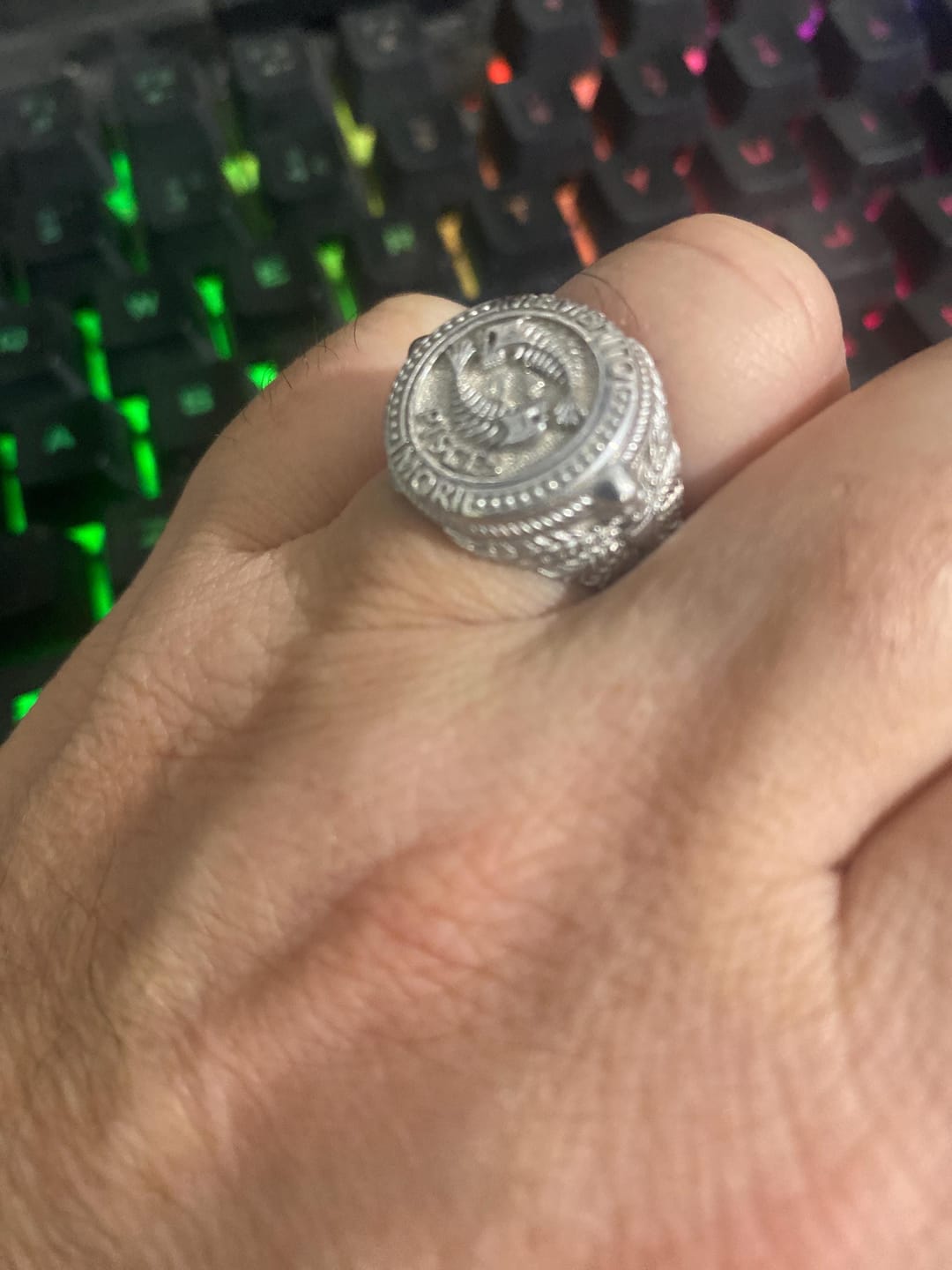 Customer photo review of Pisces Skull Ring