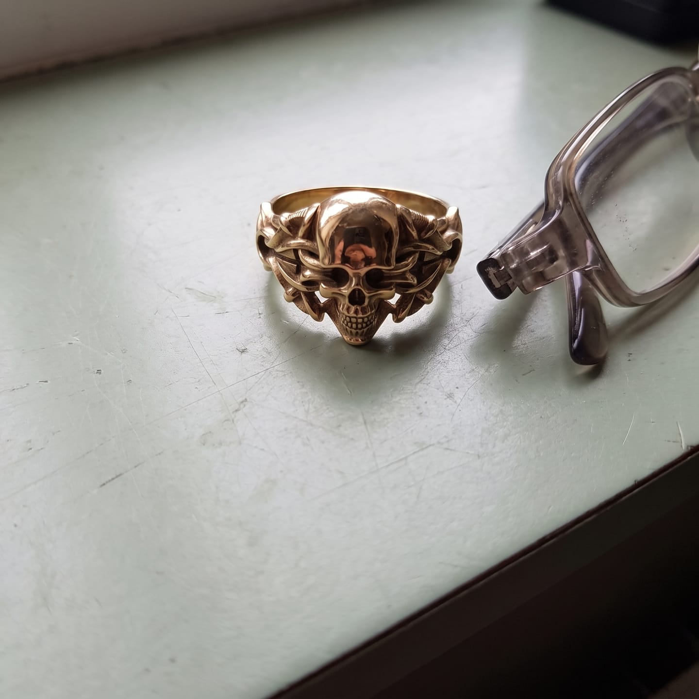 Customer photo review of Tribal Biker Skull Ring