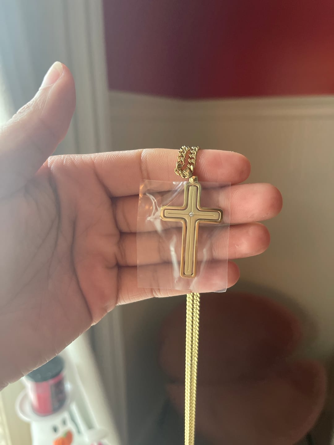 Customer photo review of Sleek and Simple Cross Pendant