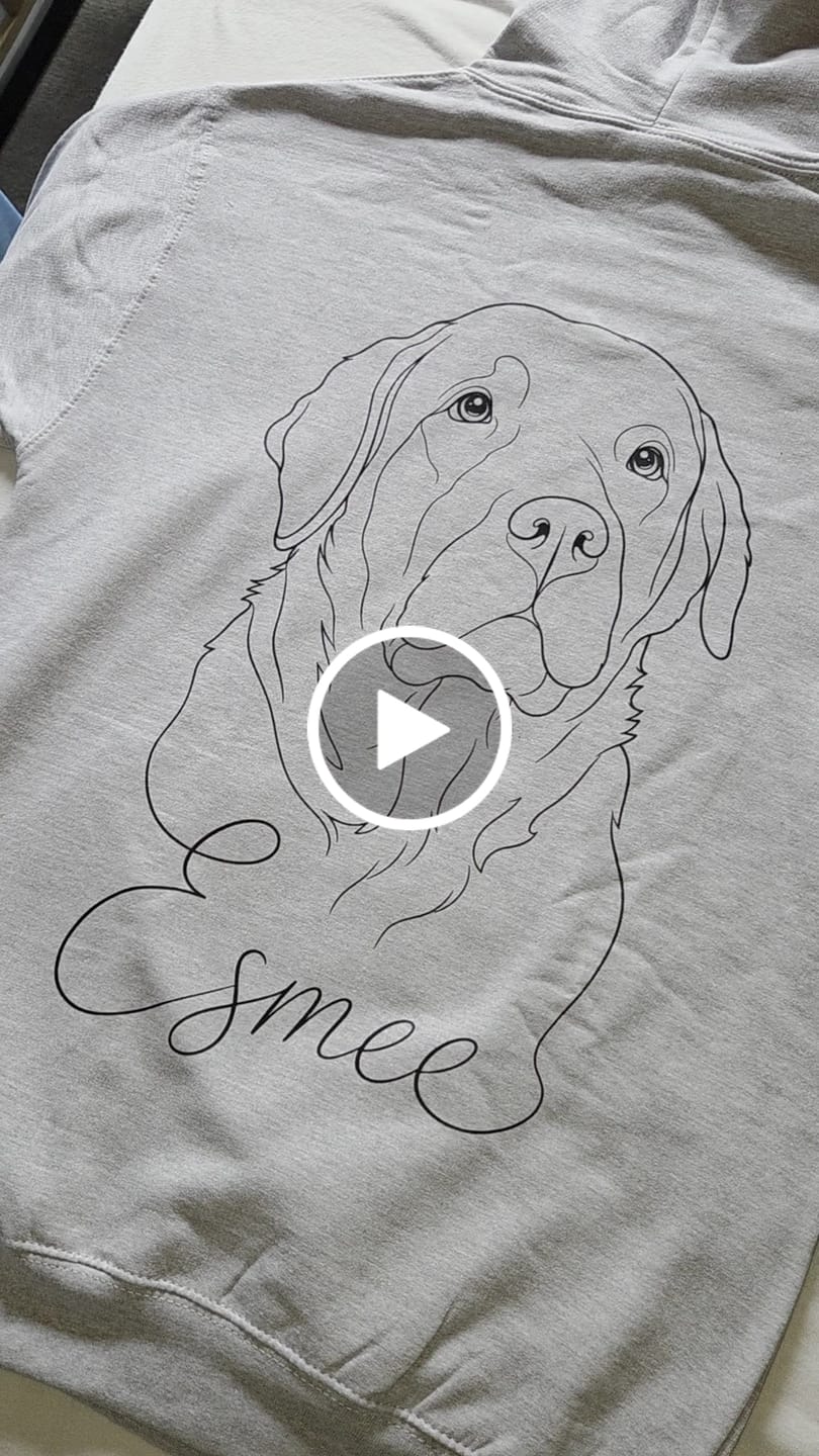 Customer video review of Hoodie Lineart Style mit deinem Hund – personalisiert mit Foto und Name