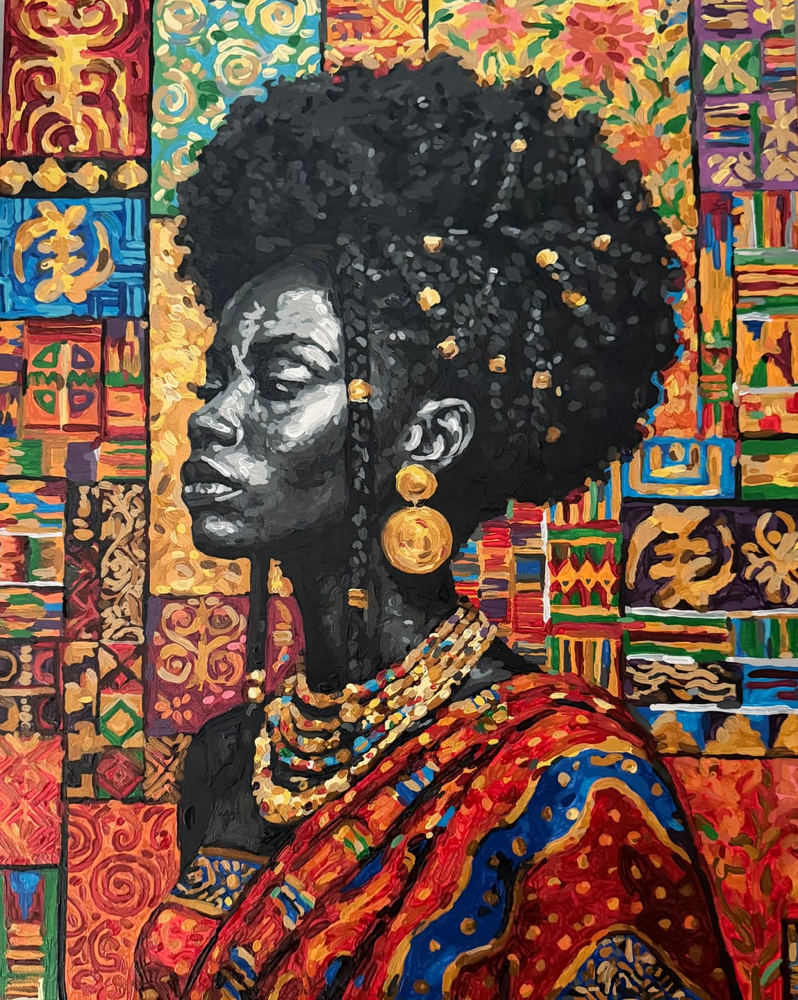 Customer photo review of African Woman In Golden Patterns (Paint by Numbers)